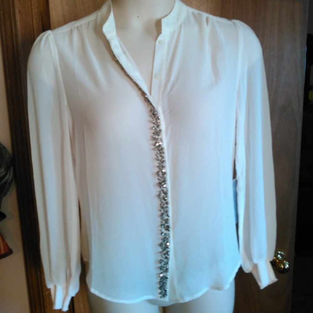 Jennifer Lopez White Beaded Blouse NEW WITH TAGS!